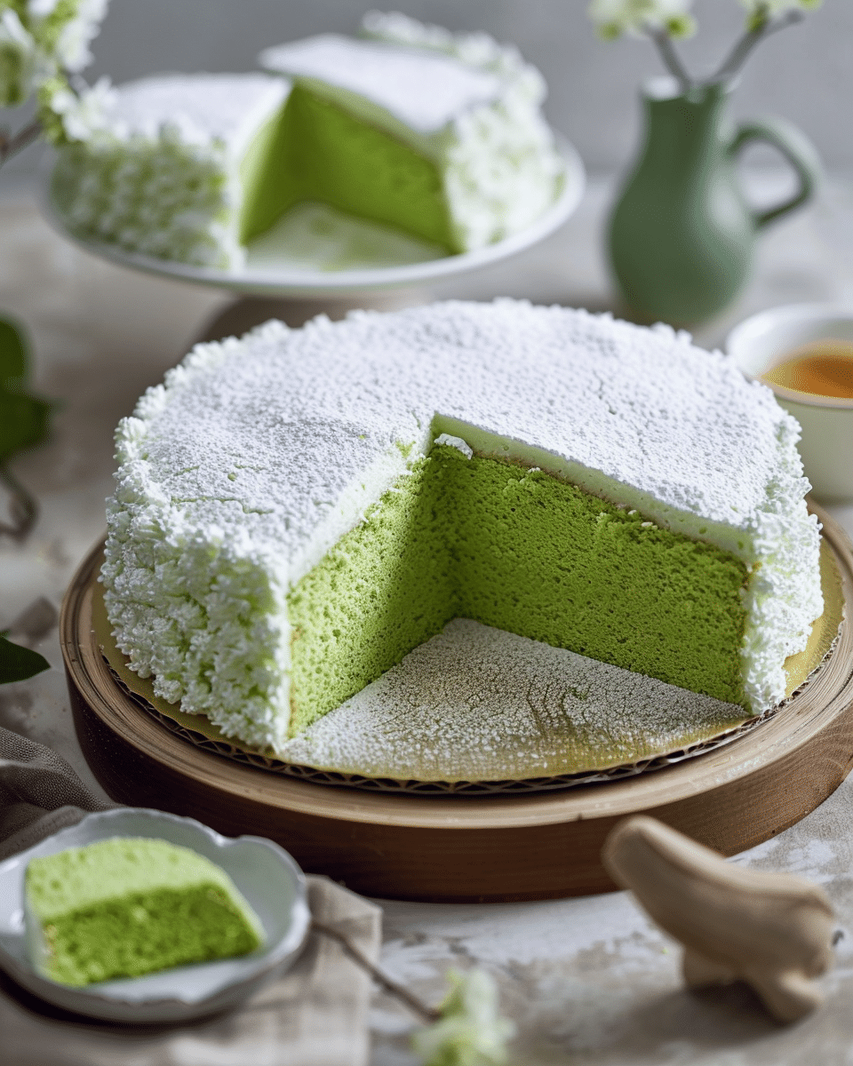 Steamed Pandan Sponge Cake