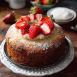 Strawberry Coconut Cornmeal Cake