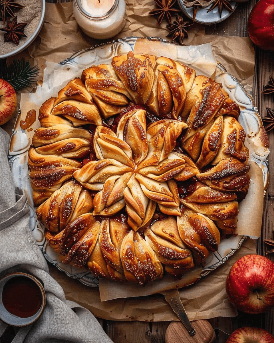 Vegan Star Bread with Apple Cinnamon Filling