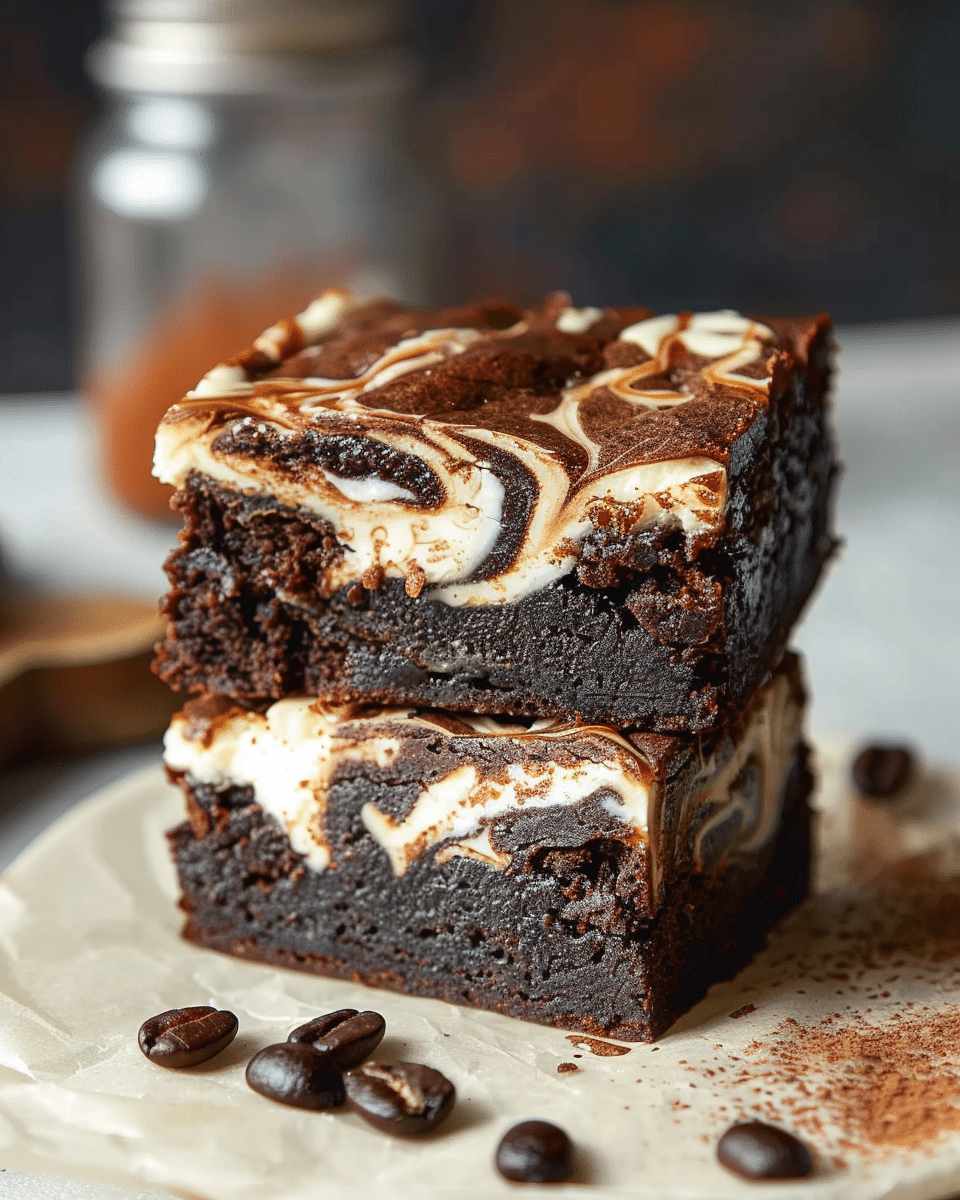 Vietnamese Coffee Brownies with Condensed Milk Swirl