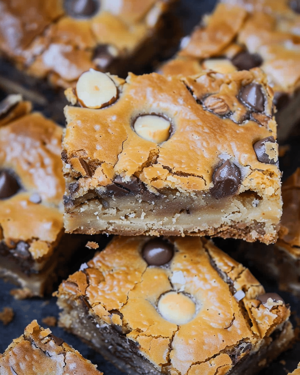 White Chocolate Hazelnut Blondies with Kinder Happy Hippos