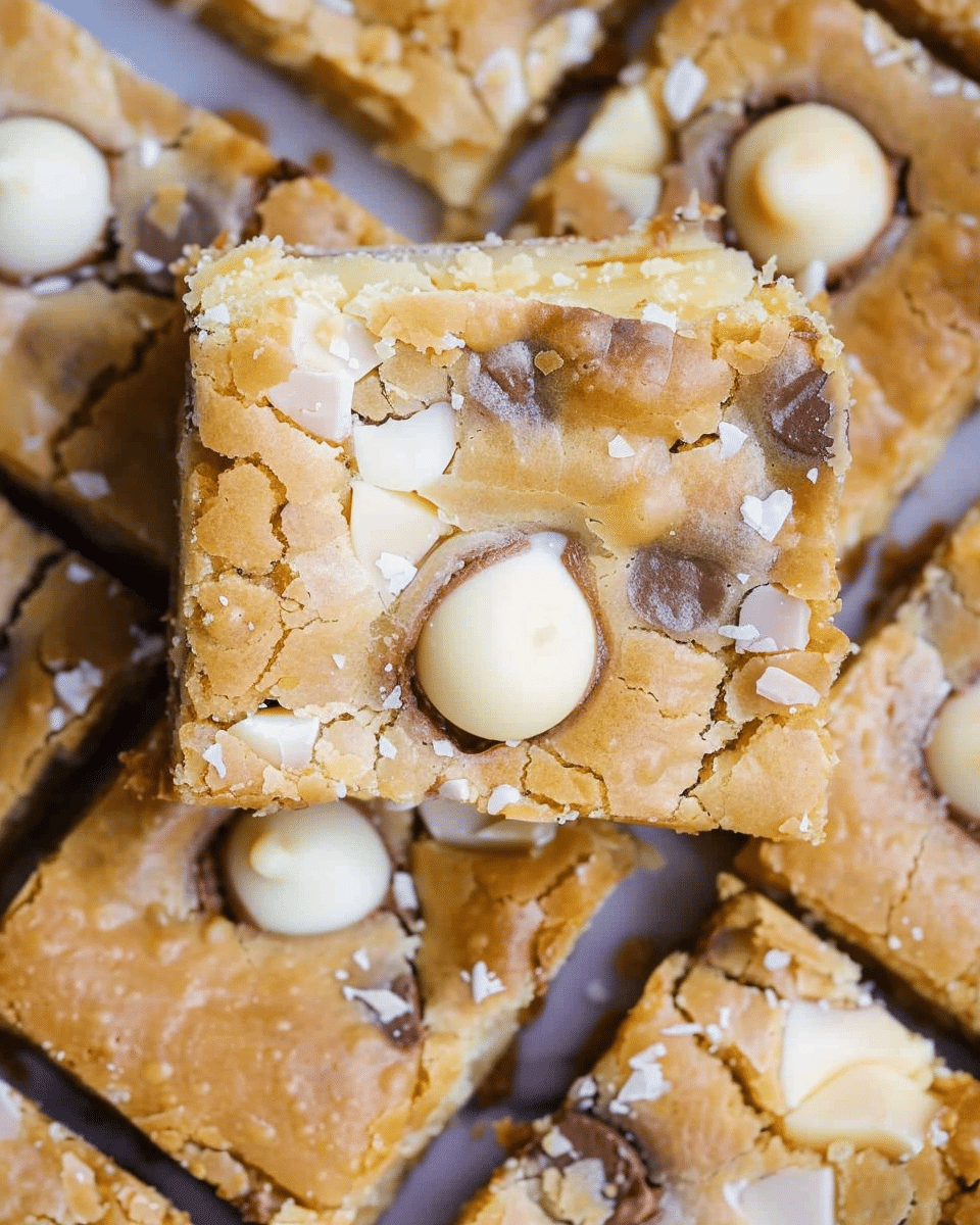 White Chocolate Hazelnut Blondies with Kinder Happy Hippos