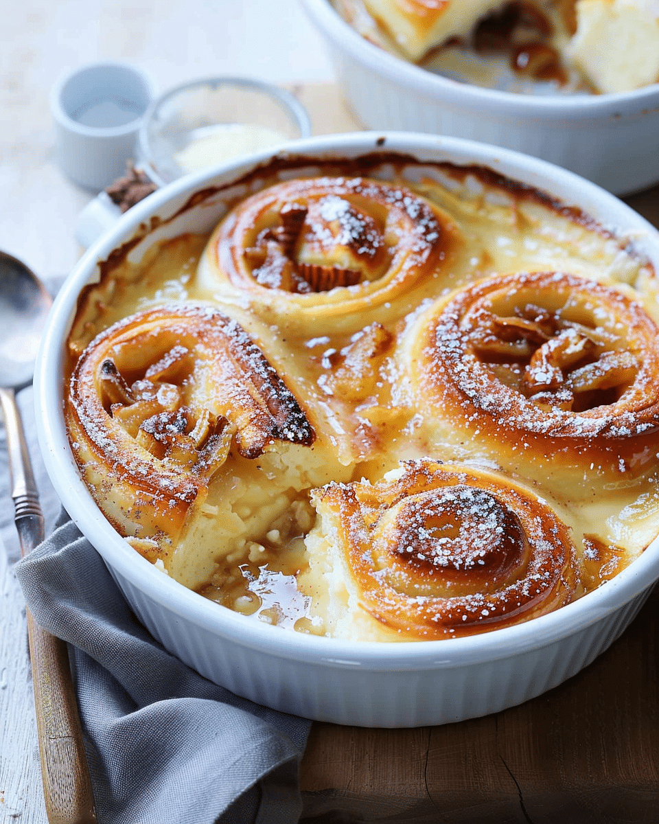 Apple and Cinnamon Scroll Custard Pudding
