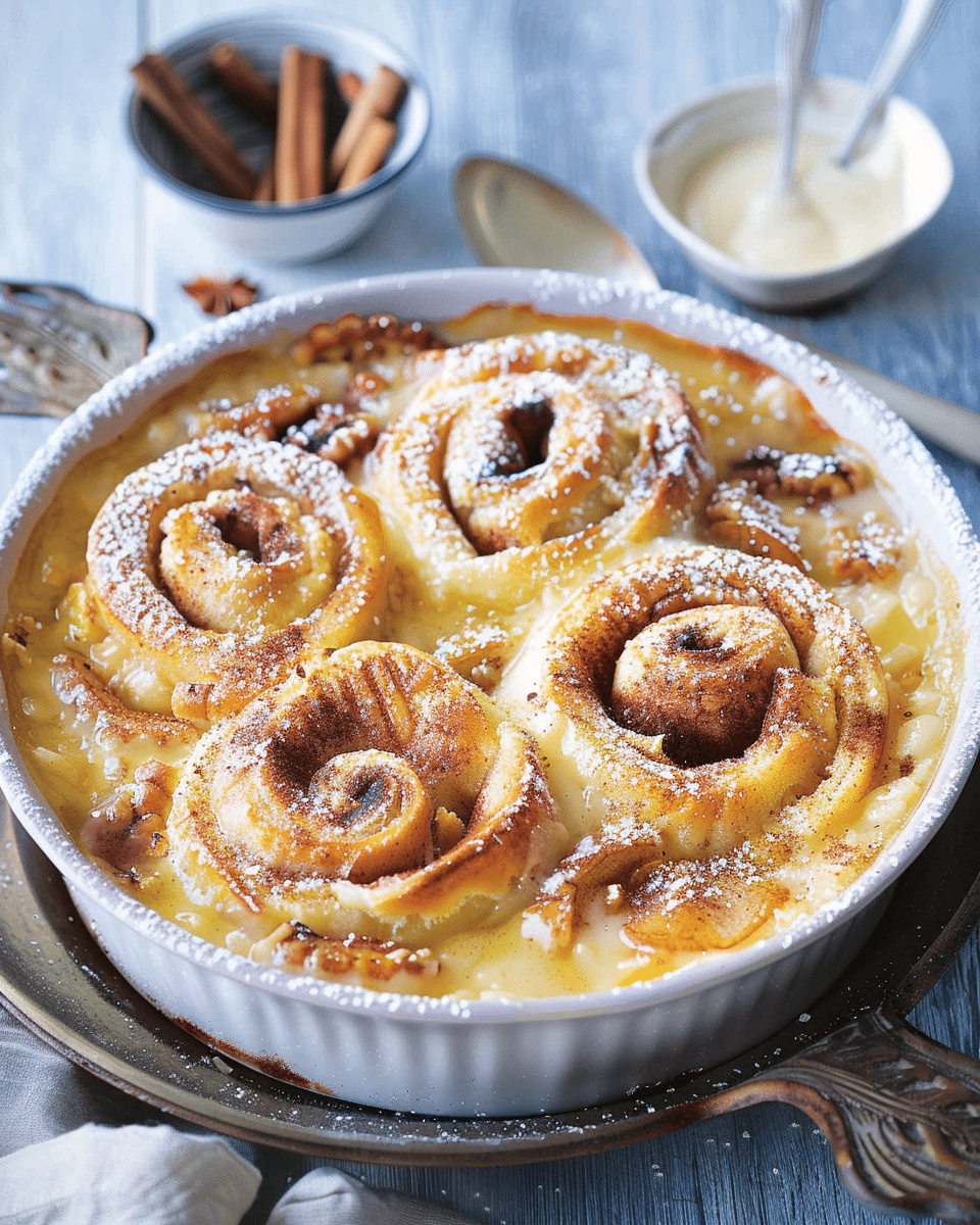 Apple and Cinnamon Scroll Custard Pudding