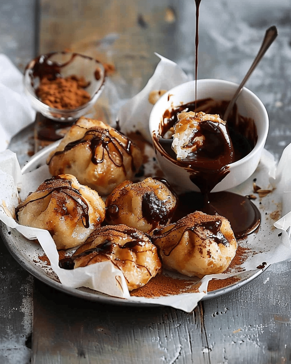 Banana Cinnamon Dumplings with Choc Nutella Sauce
