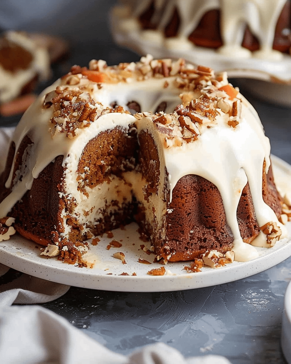 Cheesecake Stuffed Carrot Bundt Cake