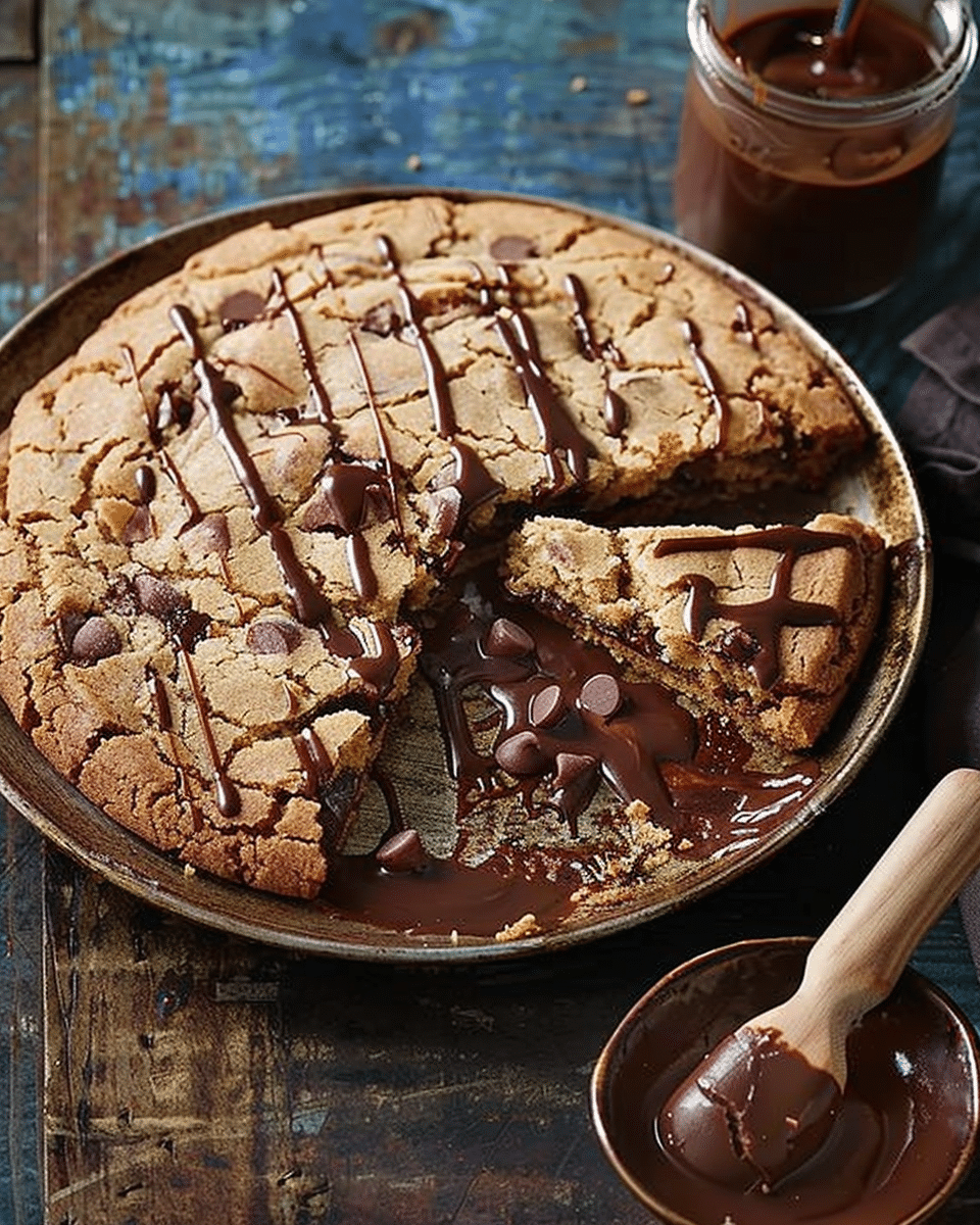 Giant Choc-Chip Cookie with Warm Chocolate Sauce