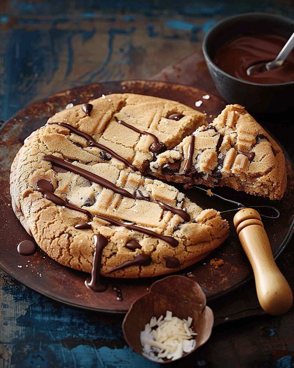 Giant Choc-Chip Cookie with Warm Chocolate Sauce