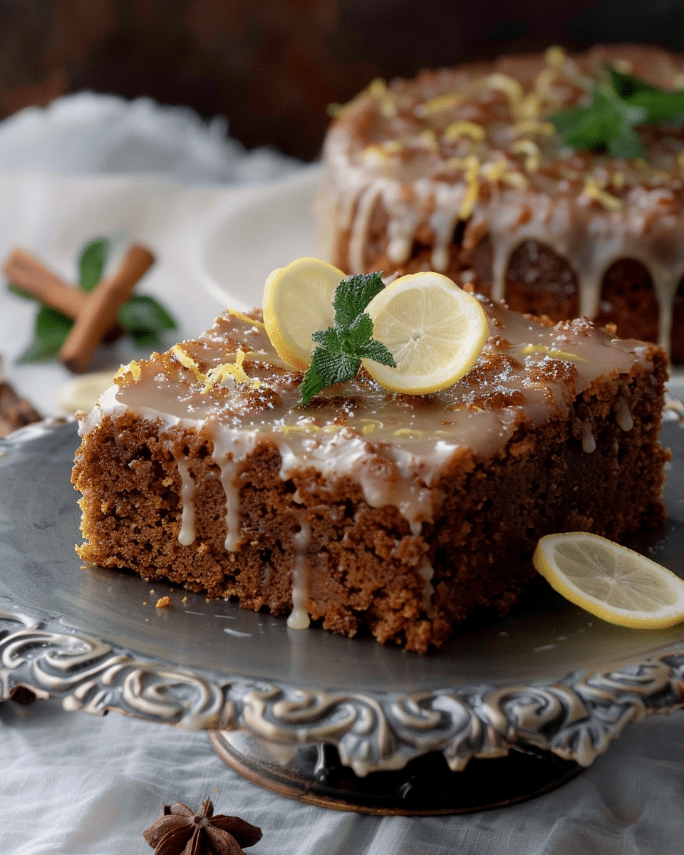 Gingerbread Cake with Lemon Glaze