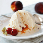 Peaches with White Pudding Ice-Cream