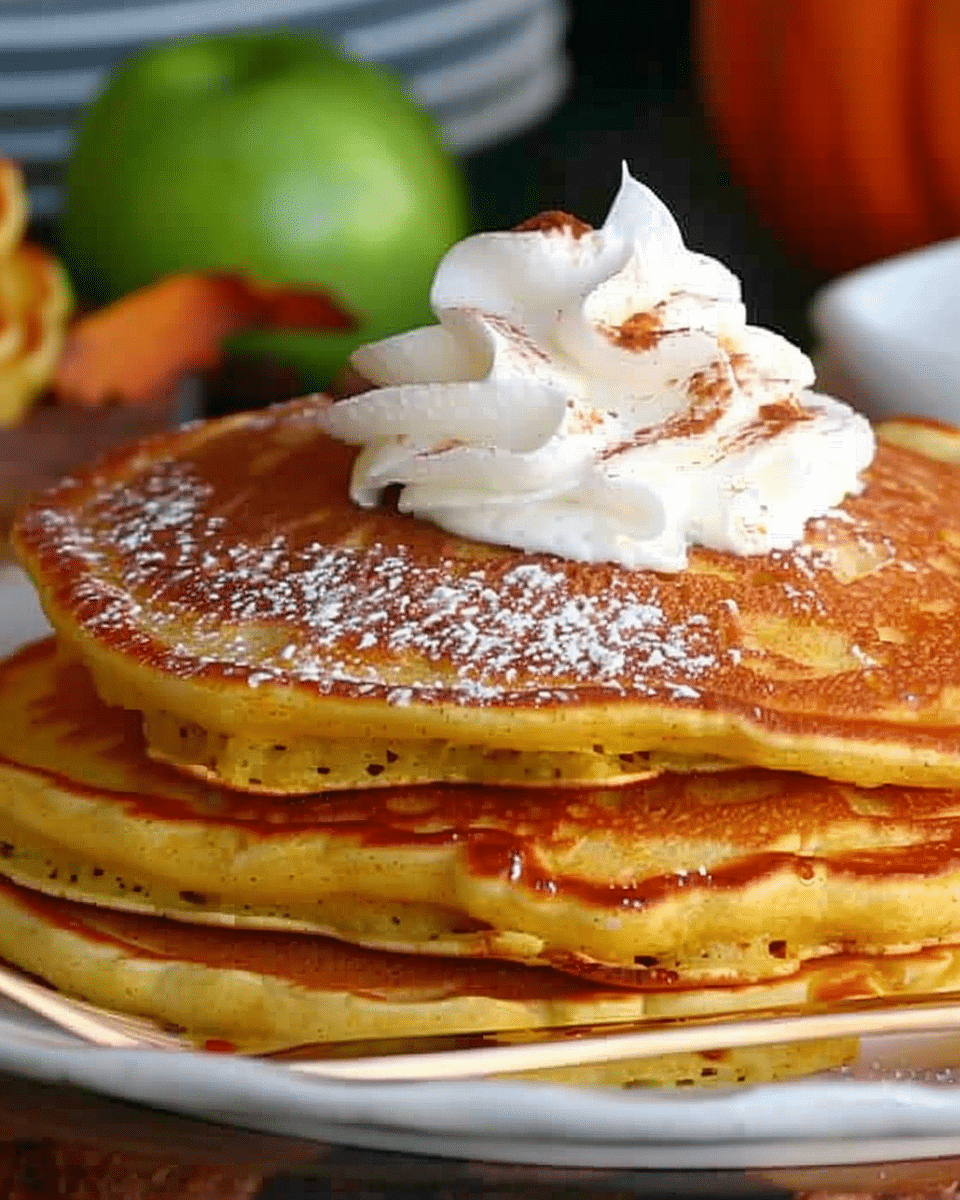 Pumpkin Pancakes with Nutmeg Whipped Cream