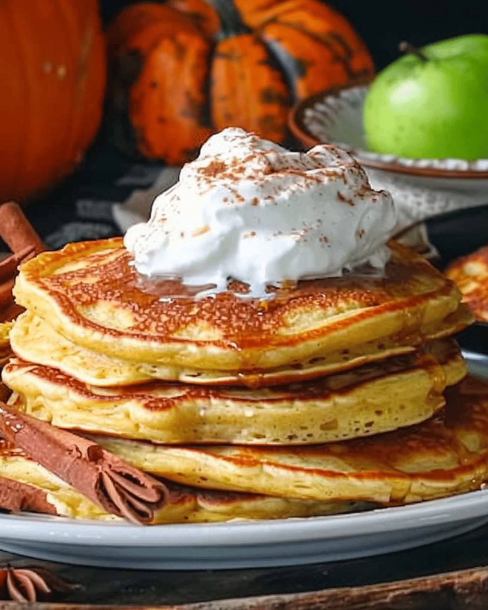 Pumpkin Pancakes with Nutmeg Whipped Cream