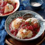 Slow Cooker Dumplings with Rhubarb Compote
