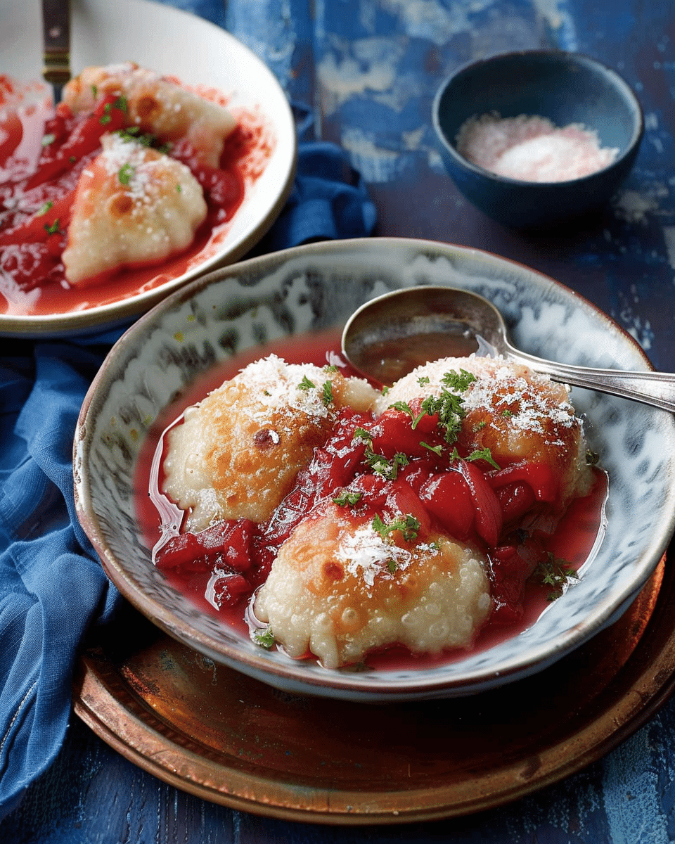 Slow Cooker Dumplings with Rhubarb Compote