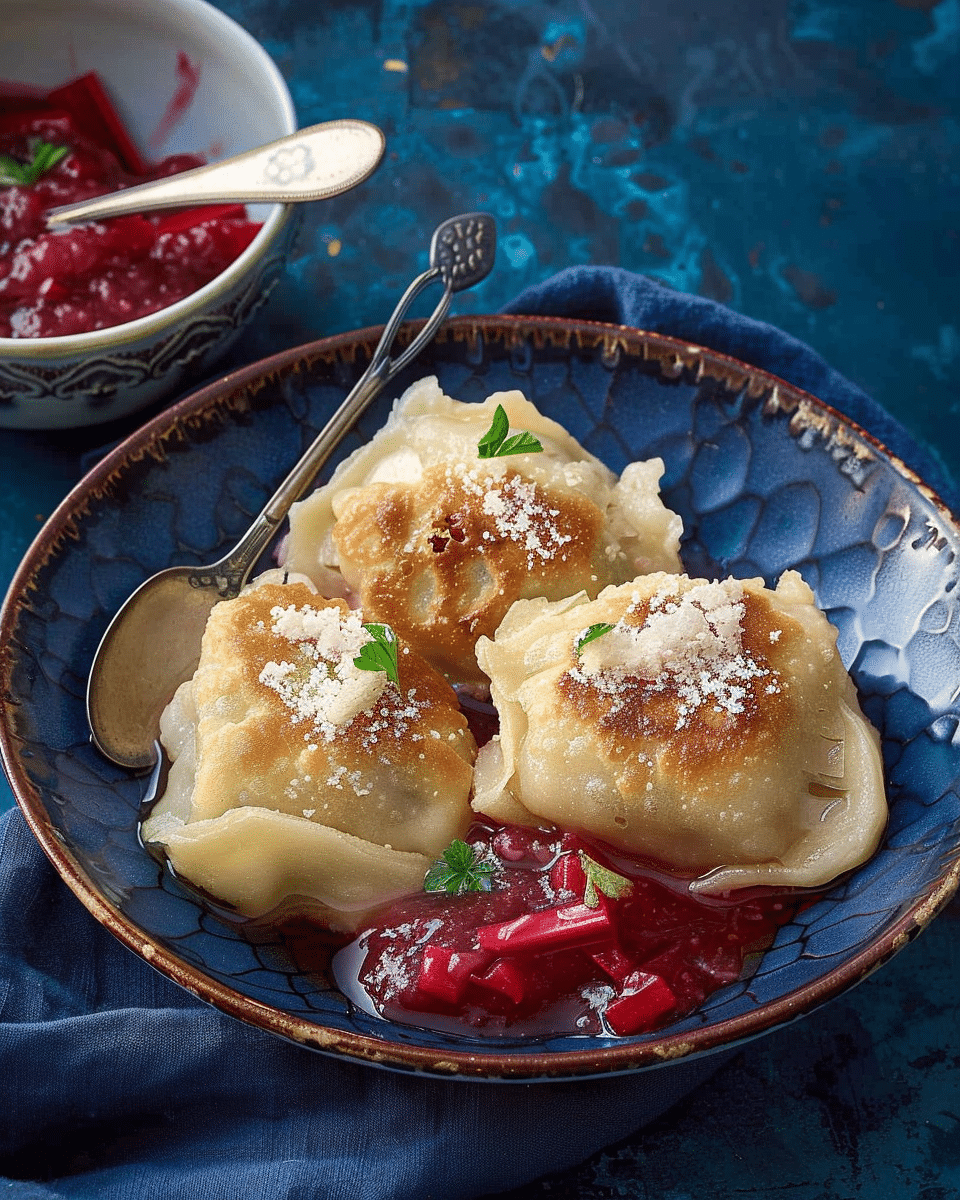 Slow Cooker Dumplings with Rhubarb Compote