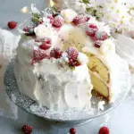 White Angel Cake with Rose and Prosecco Syrup