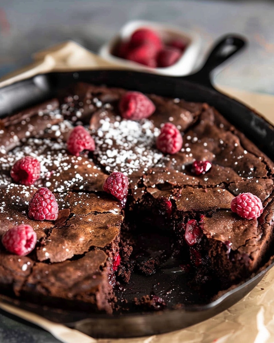 Chocolate and Raspberry Skillet Brownie