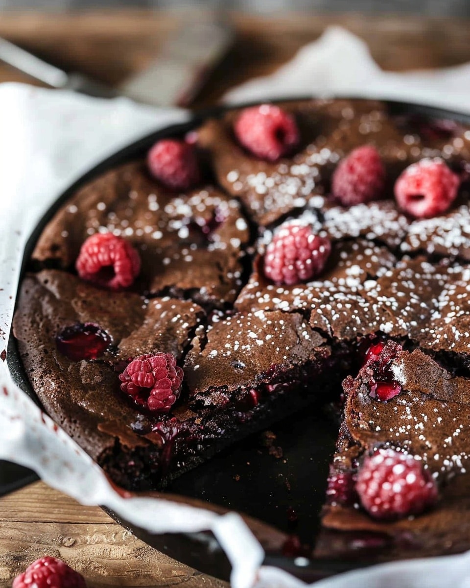 Chocolate and Raspberry Skillet Brownie