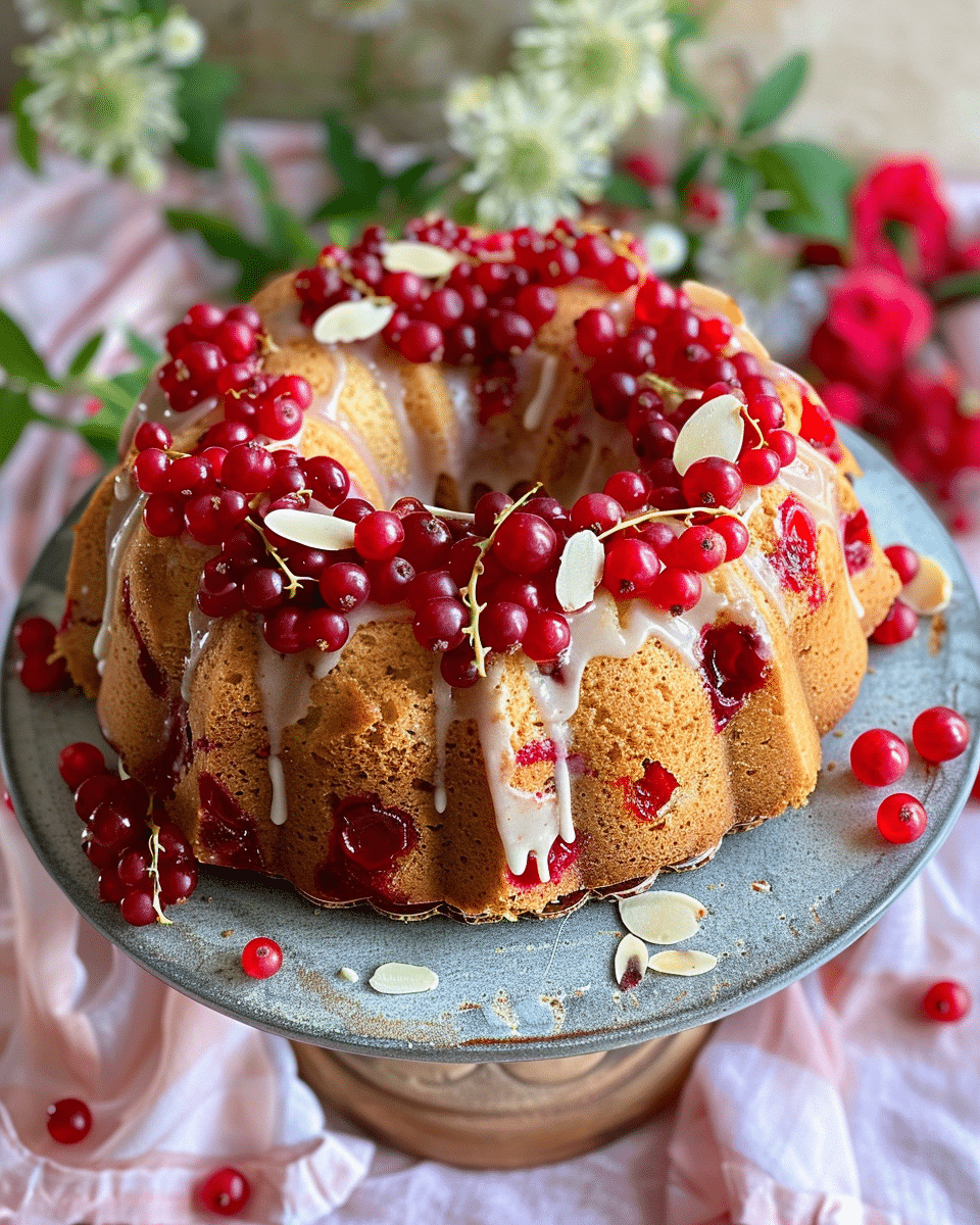 GF Almond Red Currant Bundt Cake