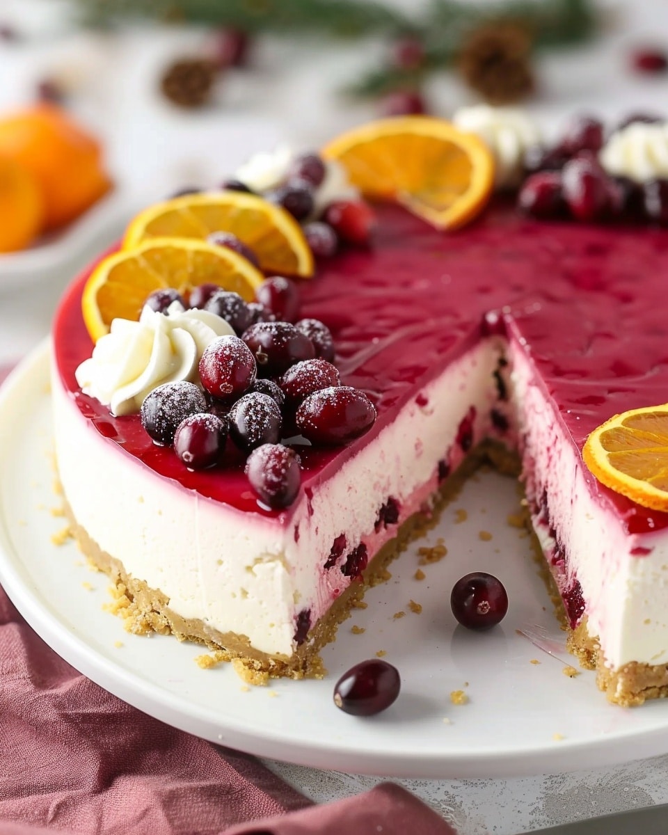 No Bake Cranberry Orange Cheesecake