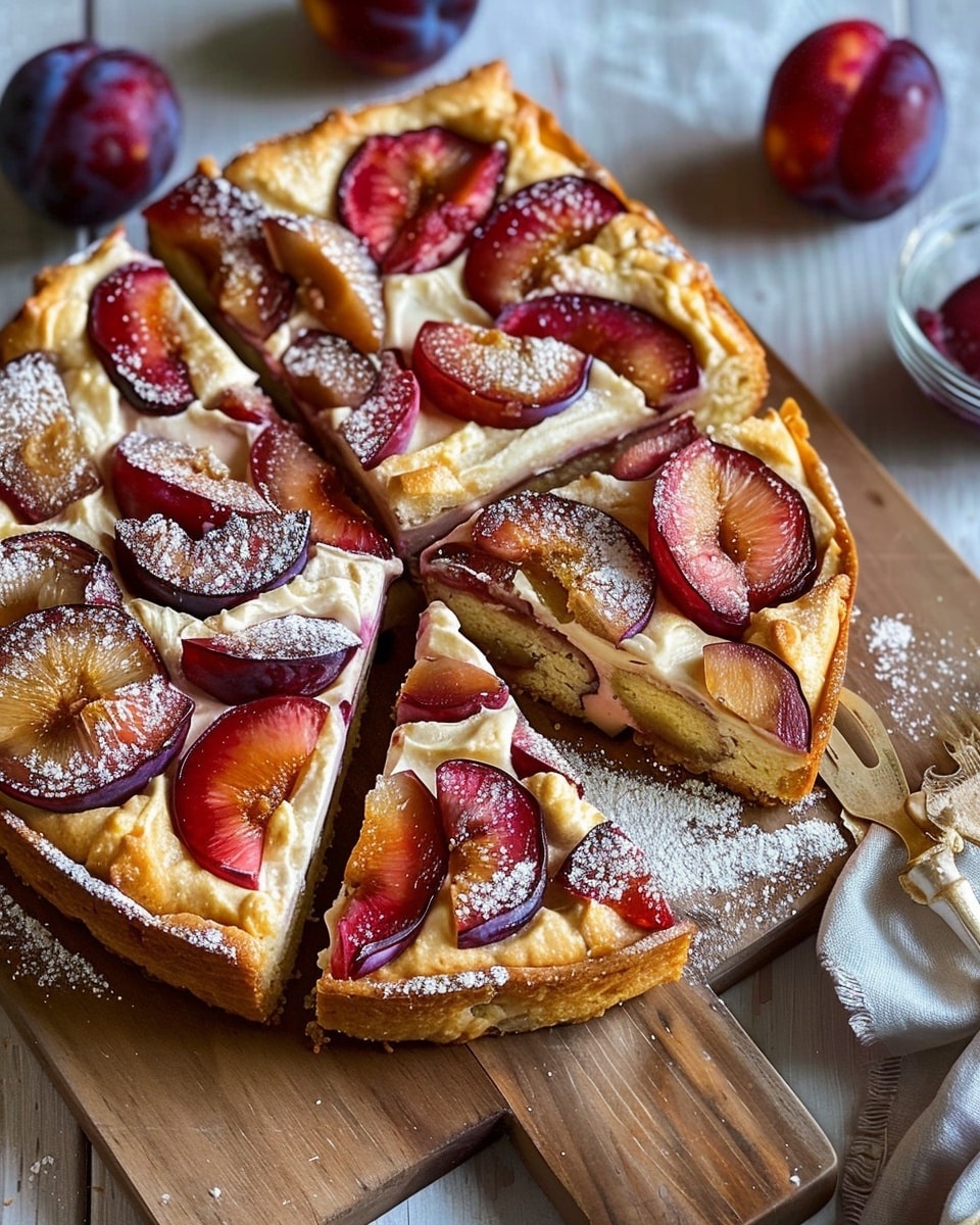 Plum and Cream Cheese Tray Cake