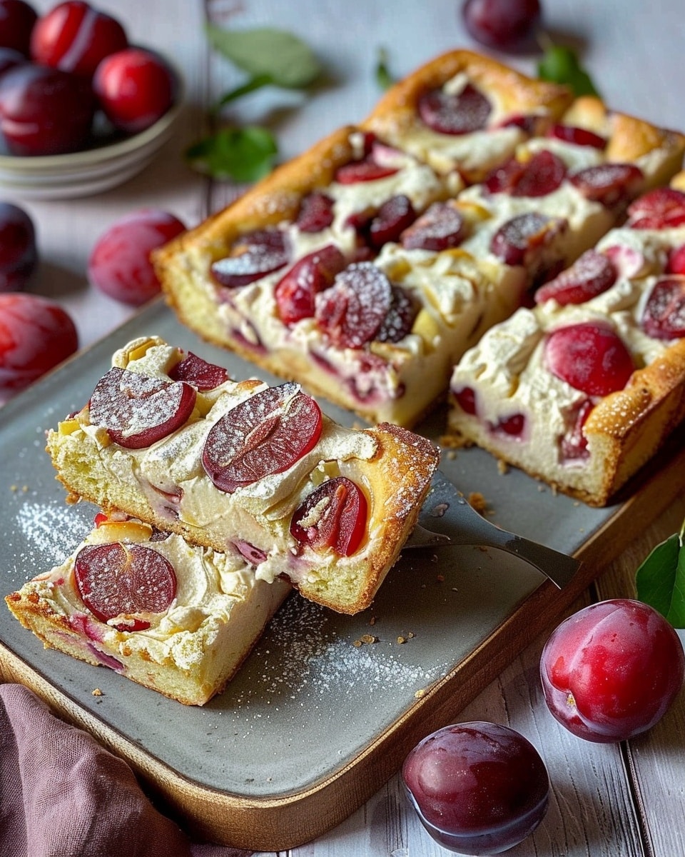 Plum and Cream Cheese Tray Cake