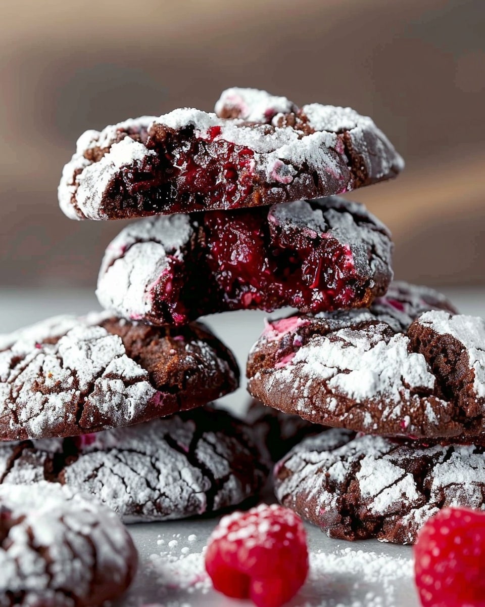 Raspberry Chocolate Crinkle Cookies