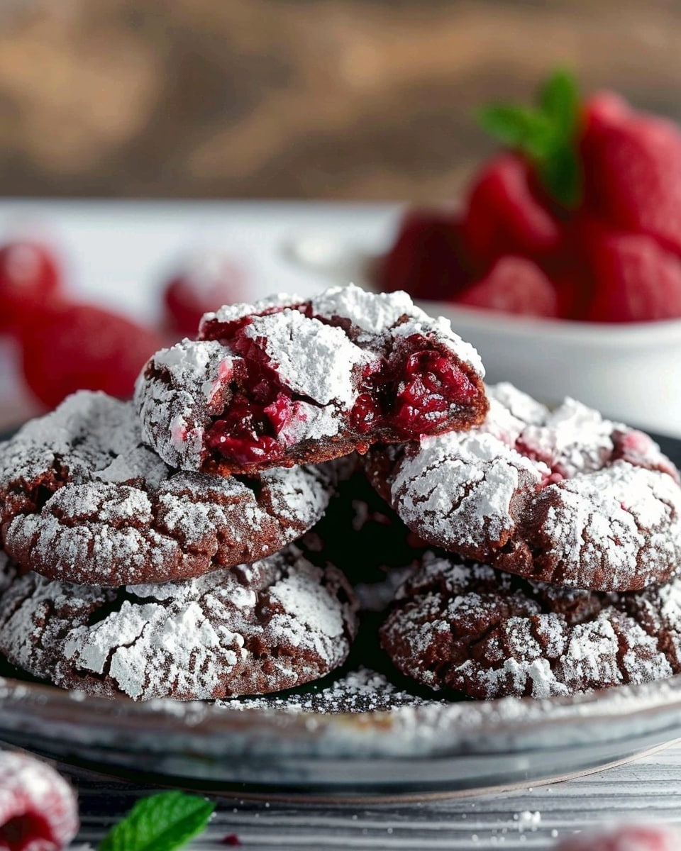 Raspberry Chocolate Crinkle Cookies