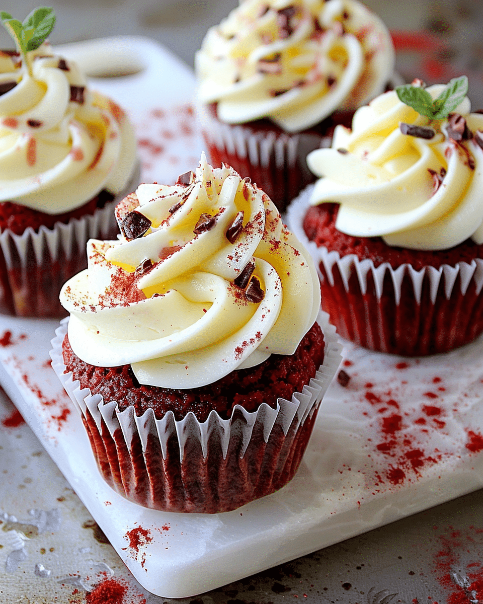 Red Velvet Cupcakes with White Chocolate Cream Cheese Frosting + a Sea Salt Caramel Drizzle