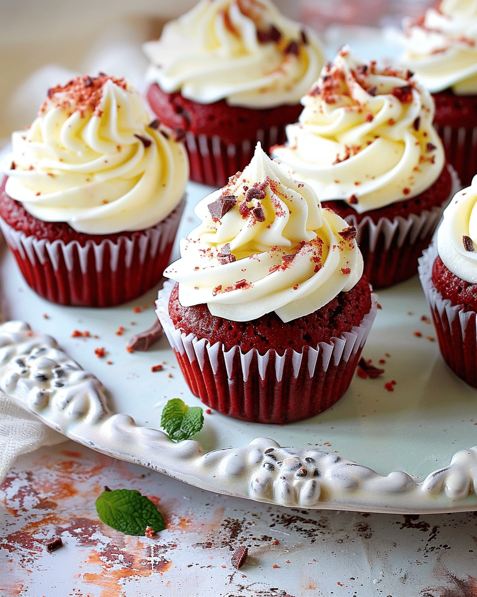 Red Velvet Cupcakes with White Chocolate Cream Cheese Frosting + a Sea Salt Caramel Drizzle