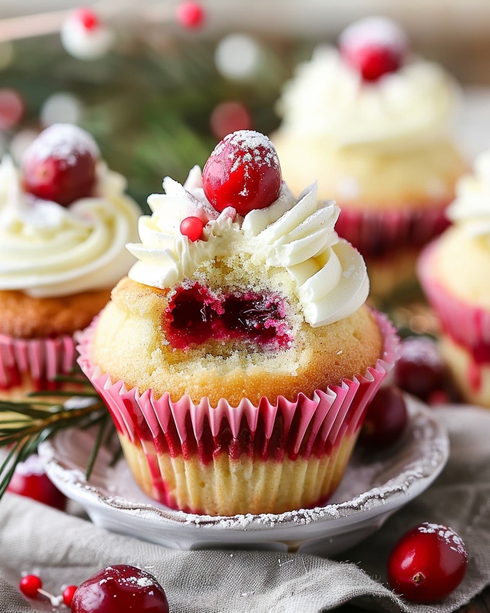 Sparkling Cranberry White Chocolate Cupcakes