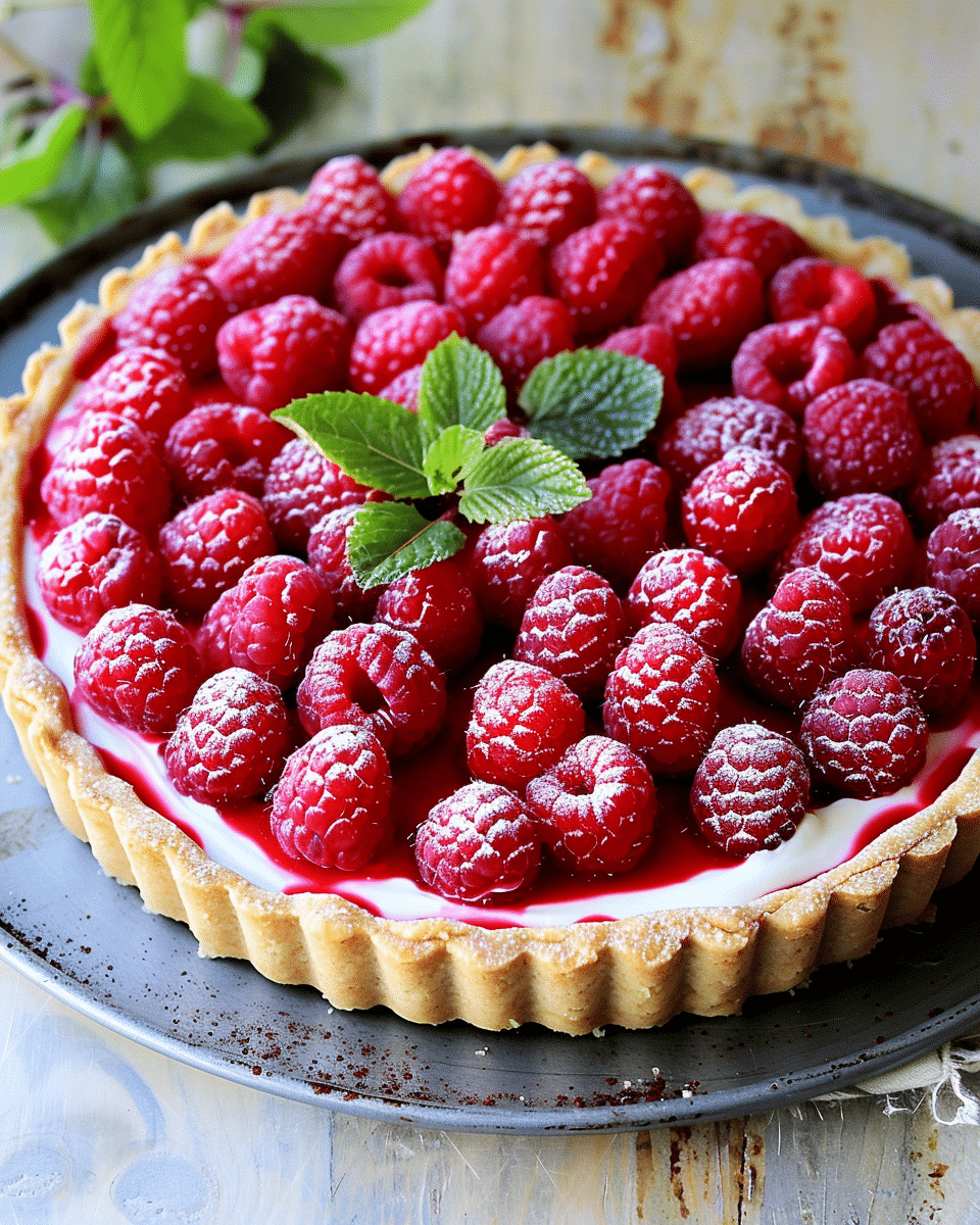 The Easiest No Bake Raspberry Lemon Cream Tart
