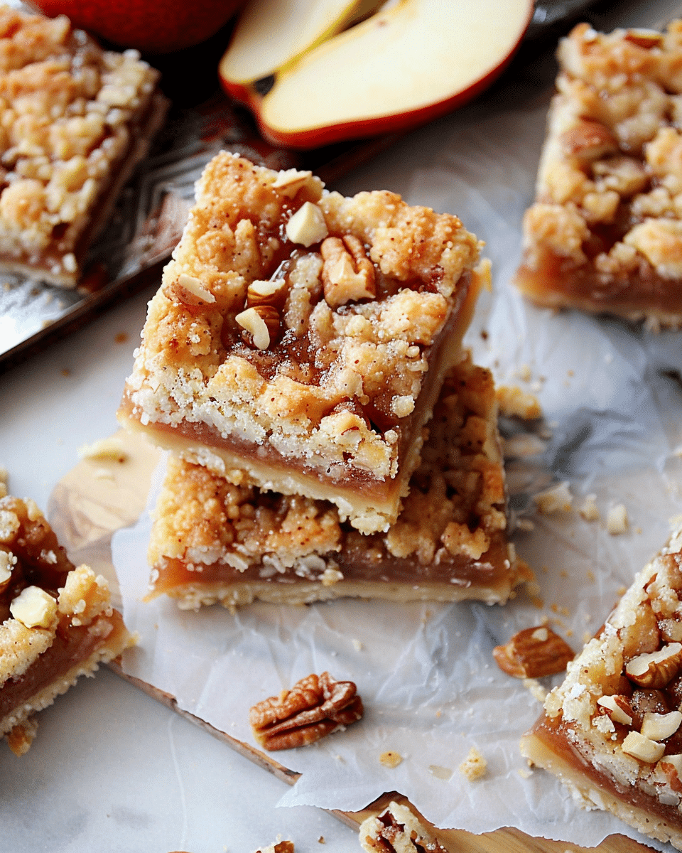Walnut Pear Shortbread Crumble Bars