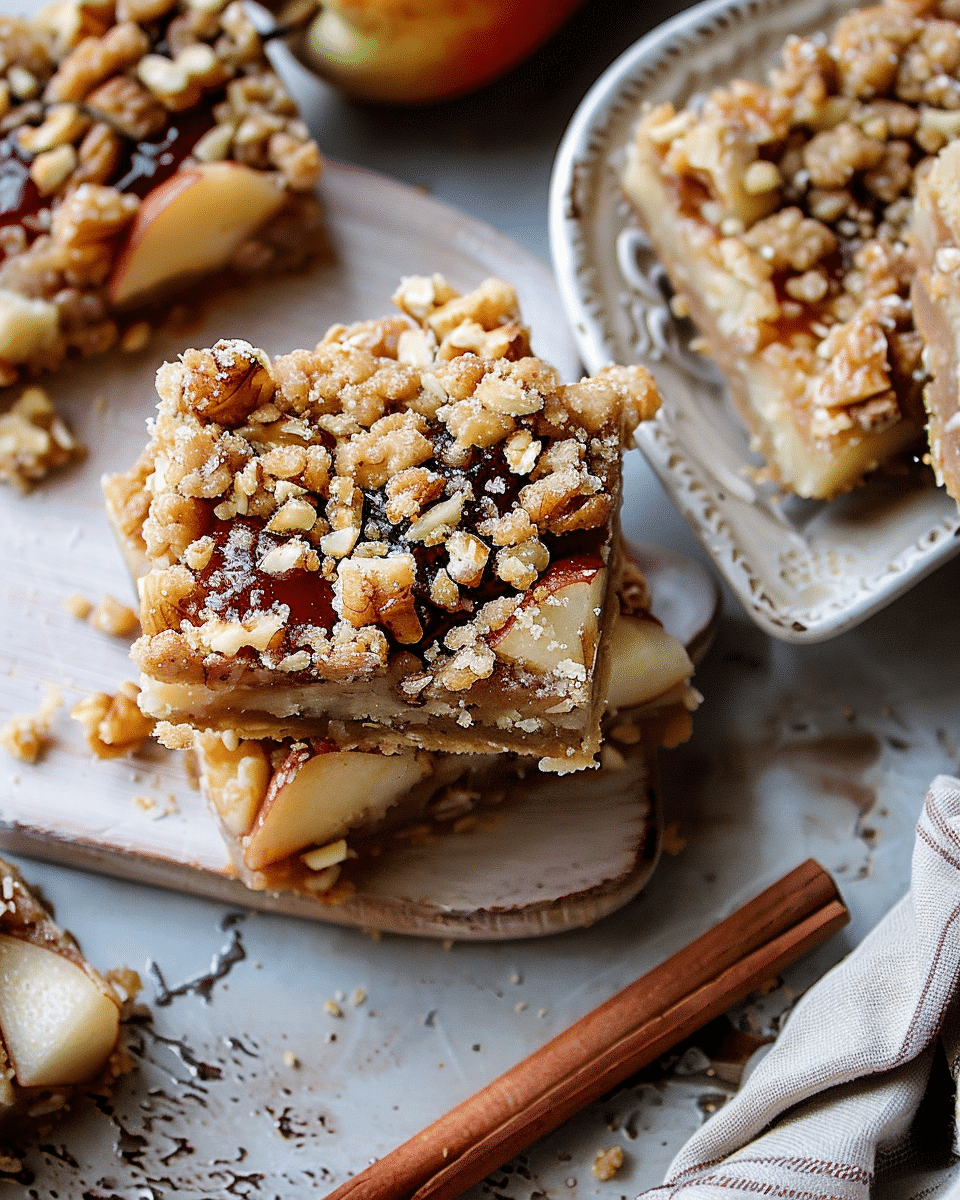 Walnut Pear Shortbread Crumble Bars
