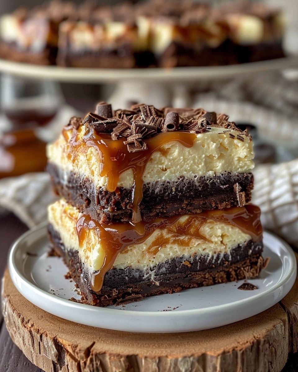Decadent Caramel Brownie Cheesecake in 3 Layers