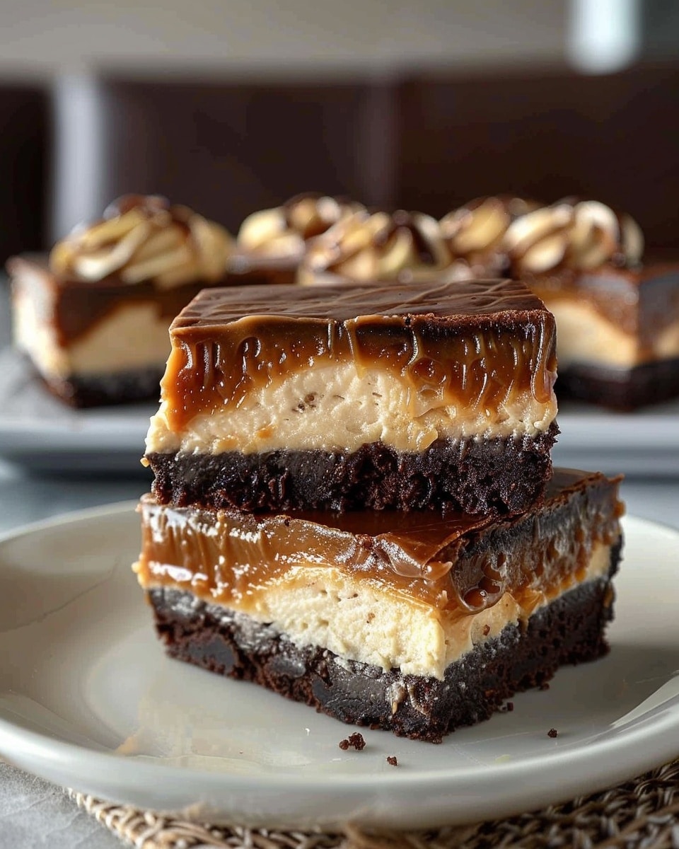 Decadent Caramel Brownie Cheesecake in 3 Layers