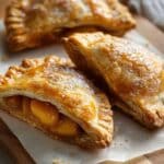 Irresistible Rustic Peach Hand Pies That Steal Hearts{ "Description": "Rustic peach hand pies with a flaky, buttery crust and a juicy, lightly sweetened peach filling, baked until golden and perfect for sharing as a comforting handheld dessert.", "Ingredients": "<ul><li>2 cups all-purpose flour</li><li>1/2 teaspoon salt</li><li>1 cup unsalted butter, cold and cubed</li><li>1/2 cup ice water</li><li>2 cups fresh peaches, diced</li><li>1/4 cup granulated sugar</li><li>1 teaspoon lemon juice</li><li>1 teaspoon cornstarch</li><li>1 egg, beaten (for egg wash)</li><li>1 tablespoon coarse sugar, for sprinkling</li></ul>", "Instructions": "<ol><li>In a bowl, mix the flour and salt together.</li><li>Cut in the cold butter until the mixture resembles coarse crumbs.</li><li>Gradually add ice water, mixing just until the dough comes together.</li><li>Divide the dough in half, shape into discs, wrap, and chill for 1 hour.</li><li>Preheat the oven to 375°F (190°C) and line a baking sheet with parchment paper.</li><li>In a bowl, combine peaches, sugar, lemon juice, and cornstarch until evenly coated.</li><li>Roll out one dough disc to about 1/8-inch thickness and cut into 5-inch circles.</li><li>Spoon peach filling onto one half of each circle, fold over, and crimp edges with a fork.</li><li>Place hand pies on the baking sheet, brush with egg wash, and sprinkle with coarse sugar.</li><li>Bake for 20–25 minutes until golden brown.</li><li>Cool slightly before serving.</li></ol>", "Notes": "<ul><li>Keep the butter cold for the flakiest crust.</li><li>Avoid overfilling to prevent leaking.</li><li>Frozen peaches can be used if thawed and well drained.</li><li>Dough can be made a day ahead and refrigerated.</li><li>Hand pies freeze well unbaked and can be baked from frozen.</li></ul>", "Details": { "Prep Time": "30 minutes", "Cook Time": "25 minutes", "Total Time": "1 hour 55 minutes", "Yield": "8 hand pies", "Category": "Dessert", "Method": "Baking", "Cuisine": "American", "Diet": "Vegetarian" }, "Keywords": "peach hand pies, rustic hand pies, peach dessert, homemade hand pies, flaky pastry", "Nutrition": { "Serving Size": "1 hand pie", "Calories": "360", "Sugar": "14g", "Sodium": "160mg", "Fat": "22g", "Saturated Fat": "13g", "Unsaturated Fat": "8g", "Trans Fat": "0g", "Carbohydrates": "38g", "Fiber": "2g", "Protein": "4g", "Cholesterol": "75mg" } }