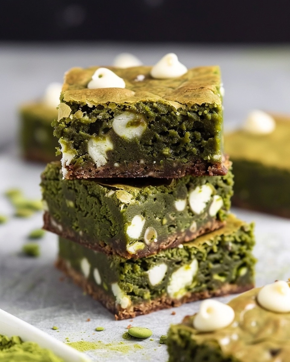 Matcha Brownies with White Chocolate Chips