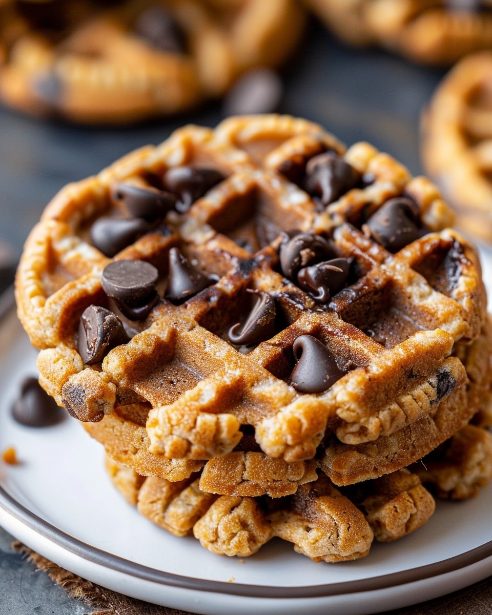 Peanut Butter & Sugar-Free Chocolate Chip Chaffle Cookies : Easy, Low-Carb Sweet Fix