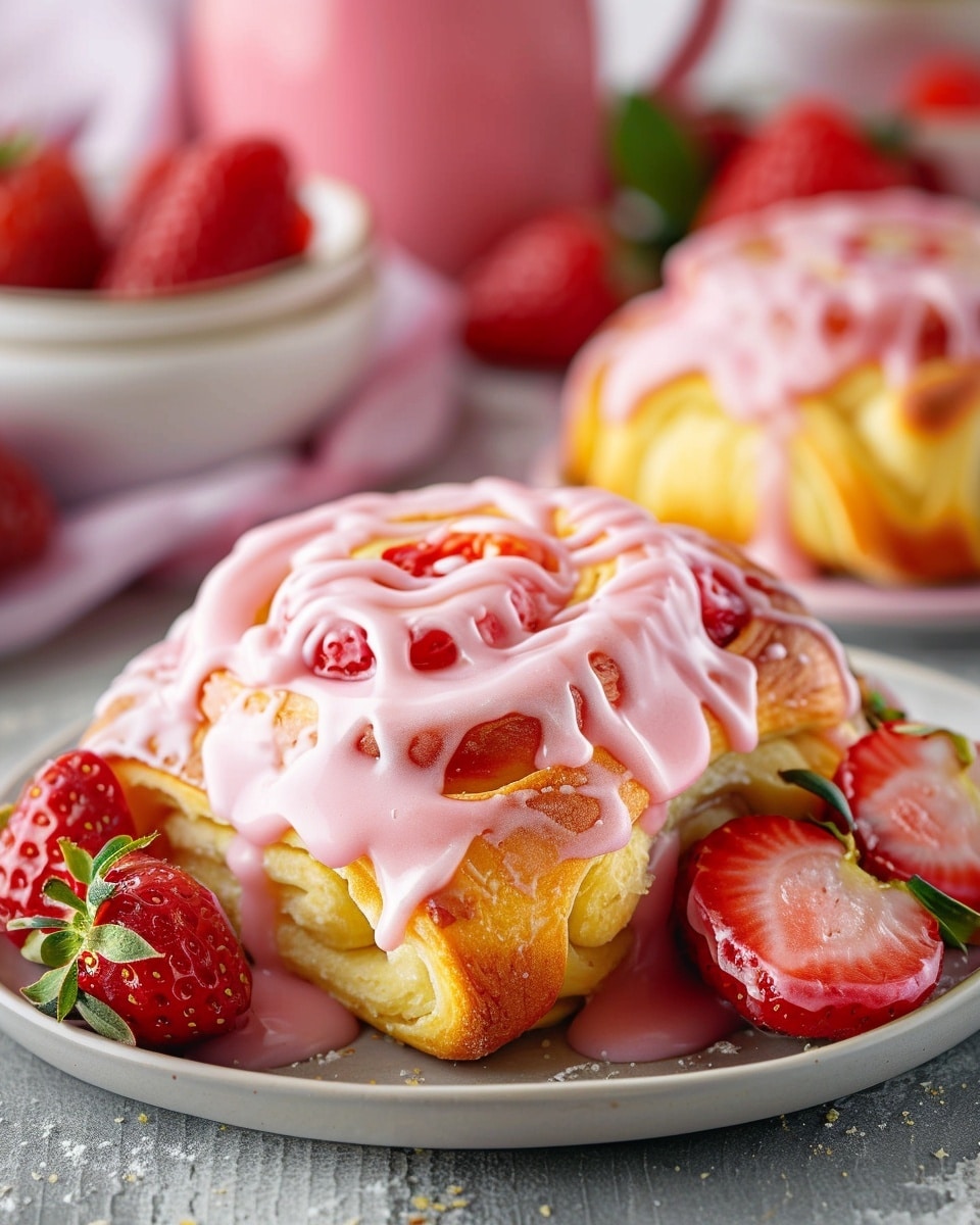 Strawberry Sweet Rolls with Pink Glaze