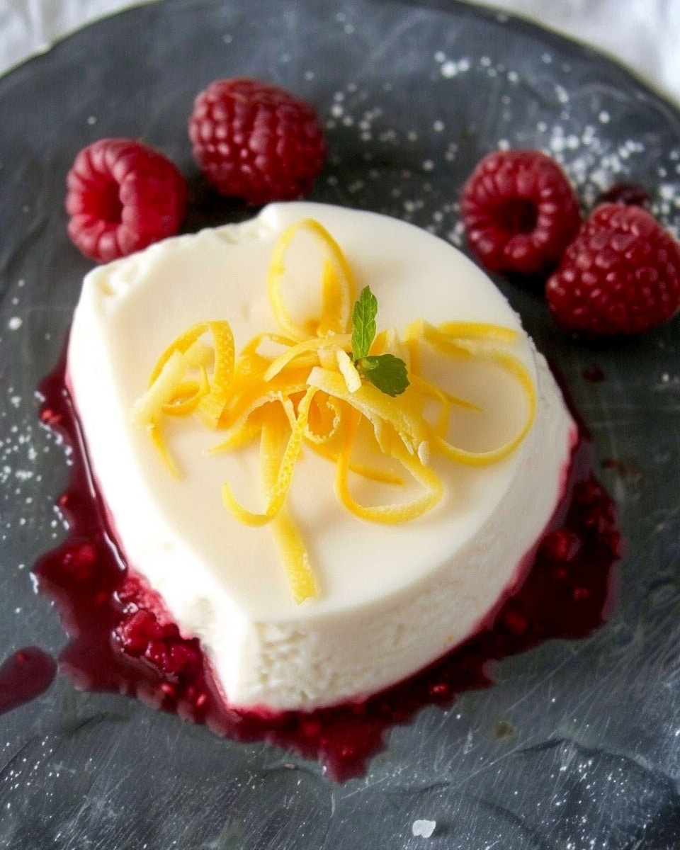 Pear and Lemon Panna Cotta With A Raspberry Sauce