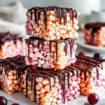 Cherry Rice Krispie Treats with Dark Chocolate Drizzle