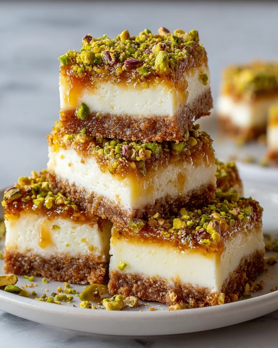 Greek Honey Pistachio Cheesecake Bars: Creamy Delight!