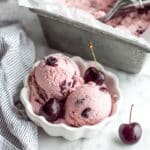 Coconut Ice Cream with Cherry Sauce