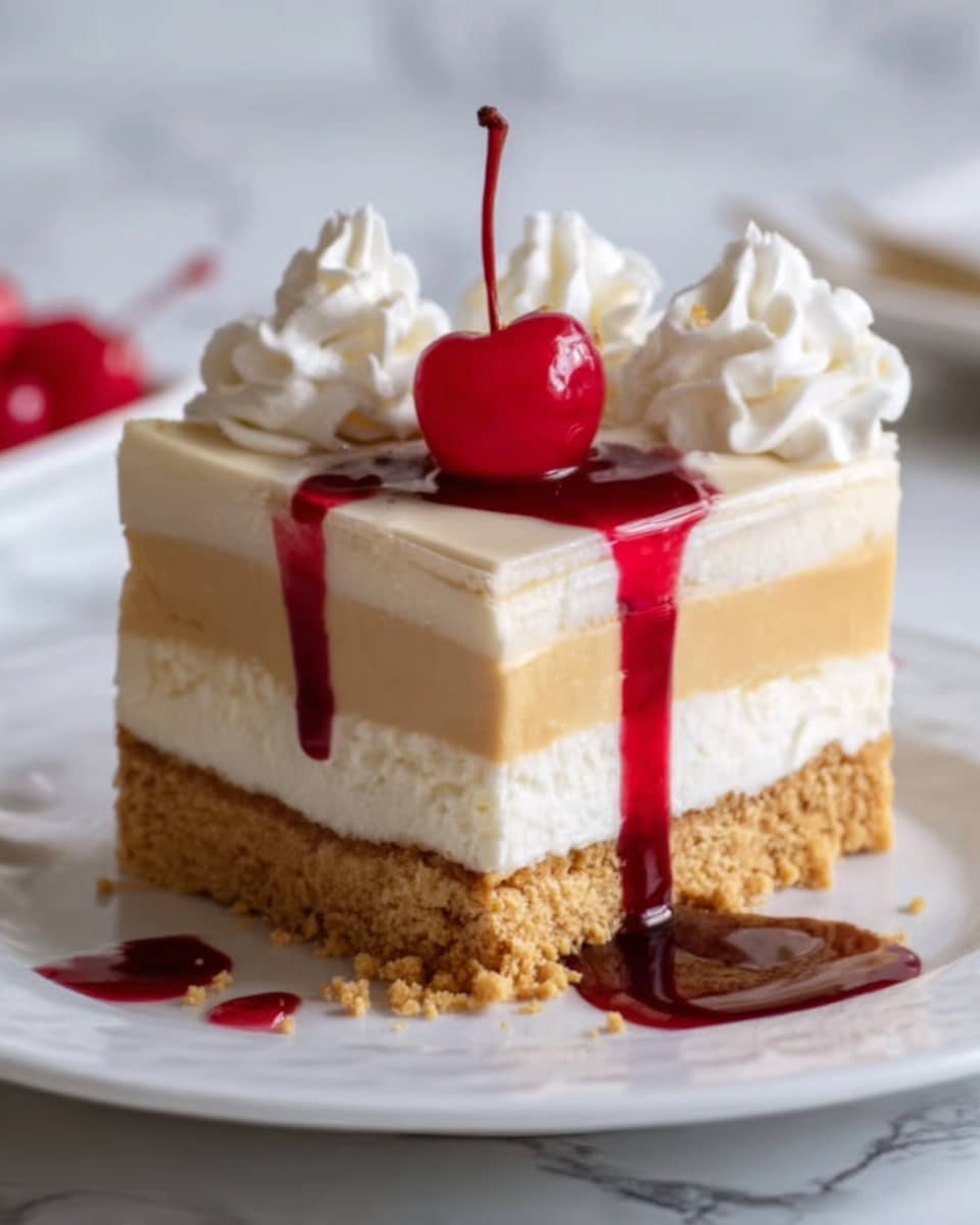 No-Bake Banana Pudding Bars with Cherries